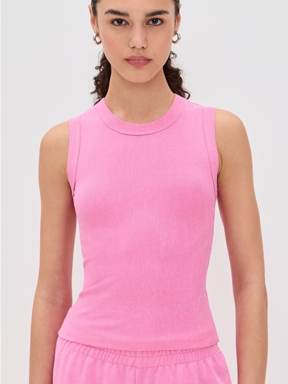 LNA Elia Ribbed Tank Top - Stone Wash Pink